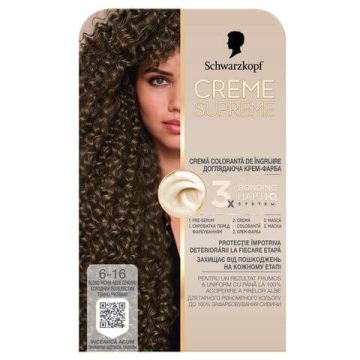 Schwarzkopf Creme Supreme Боя за коса 6-16 Хладно пепеляво тъмно русо 182 мл