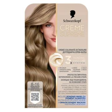 Schwarzkopf Creme Supreme Боя за коса 8-16 Хладно пепеляво светло русо 182 мл