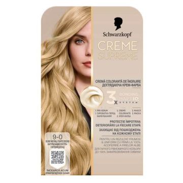 Schwarzkopf Creme Supreme Боя за коса 9-0 Естествено много светло русо 182 мл