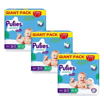 Пелени Pufies Sensitive 3 Midi 6-10 кг GP 96 бр х 3 пакета Комплект