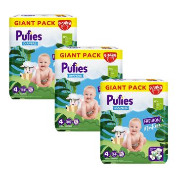Пелени Pufies GP Fashion & Nature размер 4 Maxi 9-14 кг 84 бр х 3 пакета Комплект