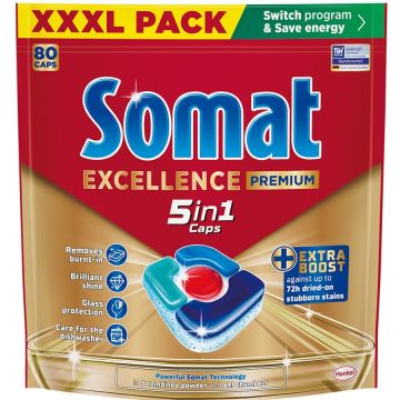 Somat Excellence Premium XXXL Таблетки за съдомиялна машина 5в1 х 80 бр