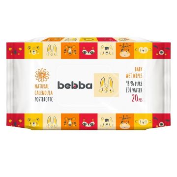 Bebba Мокри кърпички с невен и постбиотик 20 бр