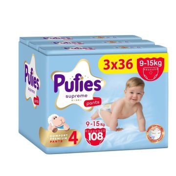Pufies Supreme 4 Maxi Бебешки Пелени-гащички 9-15 кг 3 х 36 бр