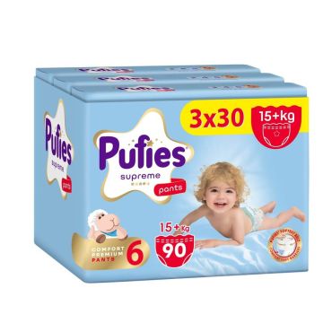Pufies Supreme 6 Extra Large Бебешки Пелени-гащички 15+ кг 3 х 30 бр
