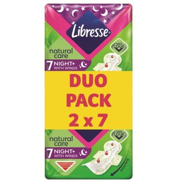 Libresse Natural Care Night Duo pack Нощни дамски превръзки 2 х 7 броя
