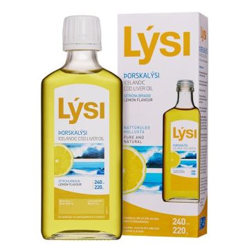 Lysi Омега 3 2160 мг Масло от черен дроб на Ирландска треска с лимон 240 мл