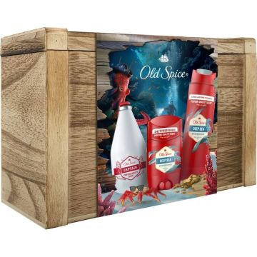Old Spice Deep Sea Душ-гел за мъже 250 мл + Old Spice Deep Sea Дезодорант стик против изпотяване за мъже 50 мл + Old Spice Captain Лосион за след бръснене 100 мл Комплект