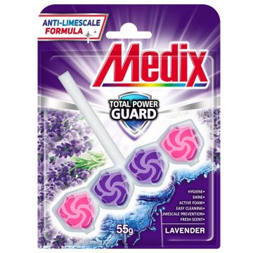Medix WC Blocks total power guard Твърдо тоалетно блокче, лавандула 55 г 