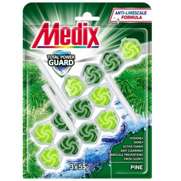 Medix WC Blocks total power guard Твърдо тоалетно блокче, бор 55 г х 3 бр Комплект