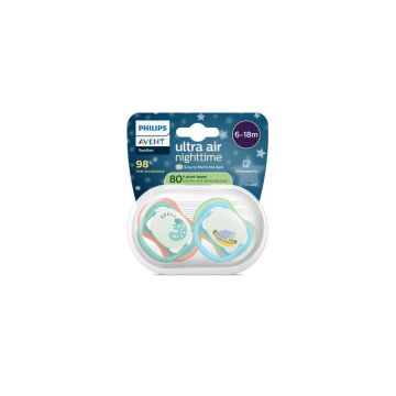 Avent Ultra Air Ортодонтична залъгалка нощна животни момче 6-18М x 2 броя