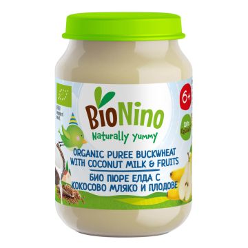 BioNino Био пюре елда с кокосово мляко и плодове 6М+ 190 г