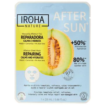 Iroha Nature Биоразградима възстановяваща лист маска за след слънце с лайка, пъпеш и алое вера