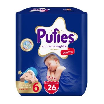 Pufies Supreme Nights Pants Пелени - гащички за нощна употреба XL (15 кг+) х 26 бр 