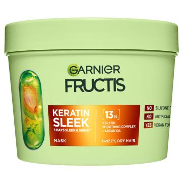 Fructis Fructis Keratin Sleek Маска за суха и непокорна коса 370 мл 