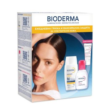 Bioderma Photoderm XDefense SPF50+ Ултрафлуид безцветен 40 мл + Sensibio Мицеларна вода 100 мл + Успокояващ и хидратиращ серум за лице 4 мл Комплект