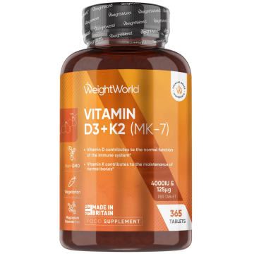 Weight World Витамин D3 4000 IU + Витамин K2 125 µg х 365 таблетки