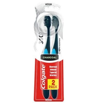Colgate Charcoal Black 360 Четка за зъби х 2 бр Комплект