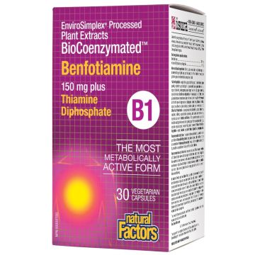 Natural Factors BioCoenzymated Бенфотиамин В1 150 мг + витамин В1 100 мг х 30 капсули