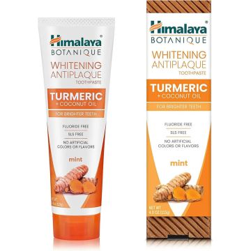 Himalaya Botanique Избелваща паста за зъби против плака с куркума и кокосово масло 113 г