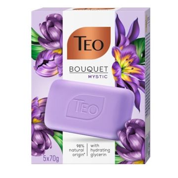 Teo Bouquet Mistic Твърд сапун с глицерин и аромат на ванилия 70 гр х 5 бр Комплект