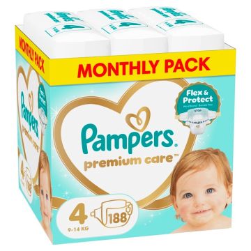 Пелени Pampers Premium Care Mega Pack Размер 4, 188 бр