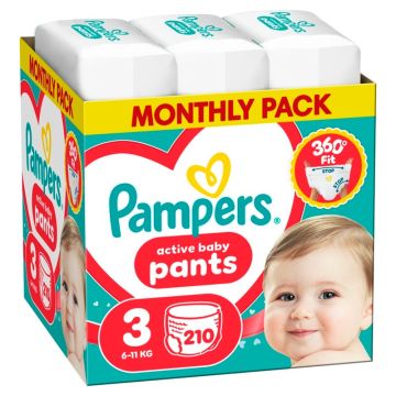Pampers Active baby Monthly pack Пелени-гащички Размер 3 х 210 бр