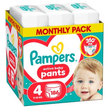 Pampers Active baby Monthly pack Пелени-гащички Размер 4 х 186 бр