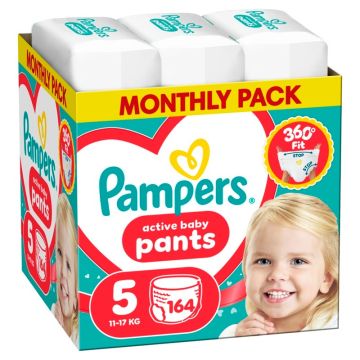 Pampers Active baby Monthly pack Пелени-гащички Размер 5 х 164 бр