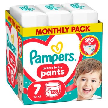 Pampers Active baby Monthly pack Пелени-гащички Размер 7 х 128 бр