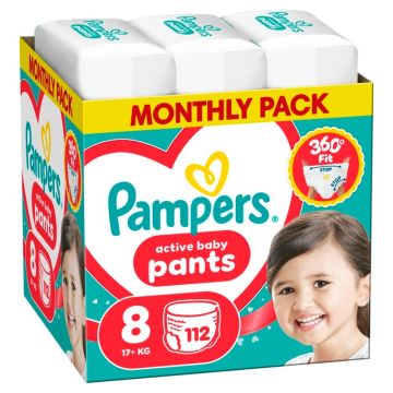 Pampers Active baby Monthly pack Пелени-гащички Размер 8 х 112 бр