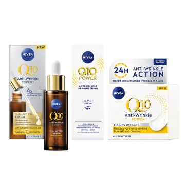 Nivea Q10 Серум против бръчки 30 мл + Дневен крем SPF30 50 мл + Околоочен крем против бръчки 15 мл Комплект