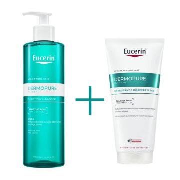 Eucerin Dermopure Clinical Измиващ гел 400 мл + Eucerin Dermopure Clinical Коригиращ крем за тяло 200 мл Комплект