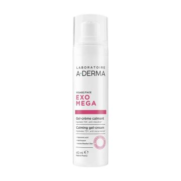A-Derma Exomega Успокояващ и хидратиращ гел-крем за лице за реактивна и склонна към атопия кожа 40 мл