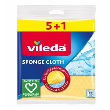 Vileda Sponge Cloth Влажна попиваща кърпа 5+1 броя