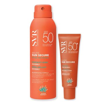 SVR Sun Secure Слънцезащитен флуид за лице SPF50+ 50 мл + Слънцезащитен прозрачен спрей SPF50+ 200 мл Комплект