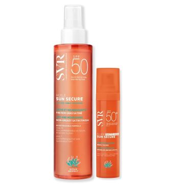 SVR Sun Secure Слънцезащитно сухо олио SPF50 200 мл + SVR Sun Secure Слънцезащитен флуид SPF50+ 40 мл Комплект
