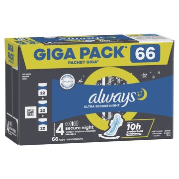 Always Ultra Secure Night Дамски нощни превръзки х 66 бр