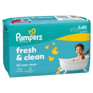Pampers Fresh & Clean Baby Scent Бебешки мокри кърпички 2x80 бр