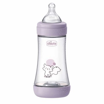 Chicco Perfect 5 Шише за хранене със среден поток за момиче 3М+ 240 мл