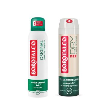 BOROTALCO Original Део спрей 150 мл + BOROTALCO Men Dry Unique Део спрей за мъже 150 мл Комплект
