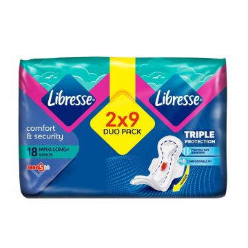 Libresse Maxi Long+ Дамски превръзки x 18 бр.