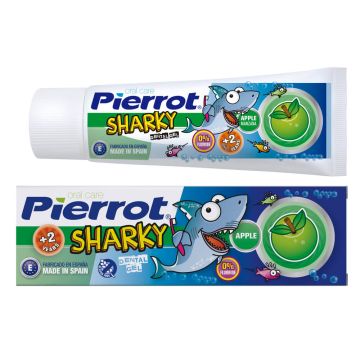 Pierrot Sharky Детска гел паста за зъби зелена ябълка 2+ години 75 мл
