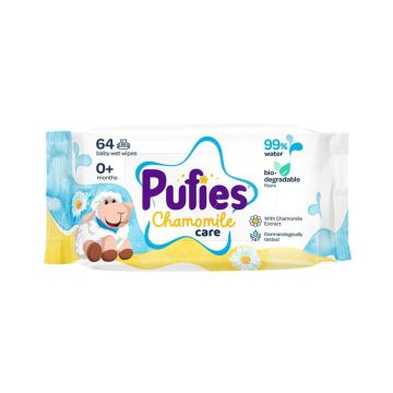 Pufies Camomile Care Бебешки мокри кърпички с 99% вода и екстракт от лайка х 64 бр