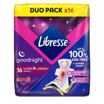 Libresse Goodnight Ultra X-Large+ Нощни дамски перевръзки х 16 бр.