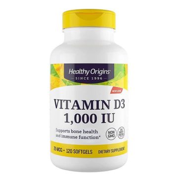 Healthy Origins Витамин D3 1,000 IU / 25 мкг х 120 капсули