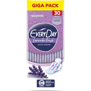 EveryDay Lavender Fresh Maxi Night Ultra Plus Нощни дамски превръзки с крилца х 30 бр