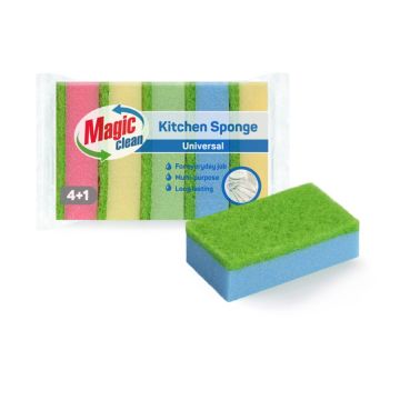 Magic clean Гъба домакинска универсална 4+1 бр Комплект