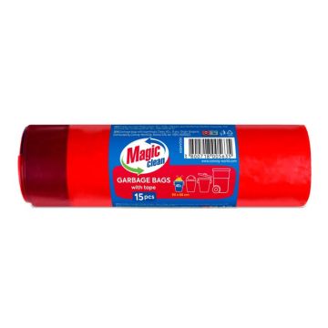 Magic Clean Торби за отпадъци с връзки 40 L х 15 броя