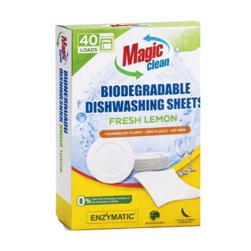 Magic Clean Препарат за съдомиялна машина – листчета Fresh Lemon биоразградим до 40 зареждания